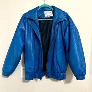 Panos Seretis New York Men’s Blue Leather Jacket
